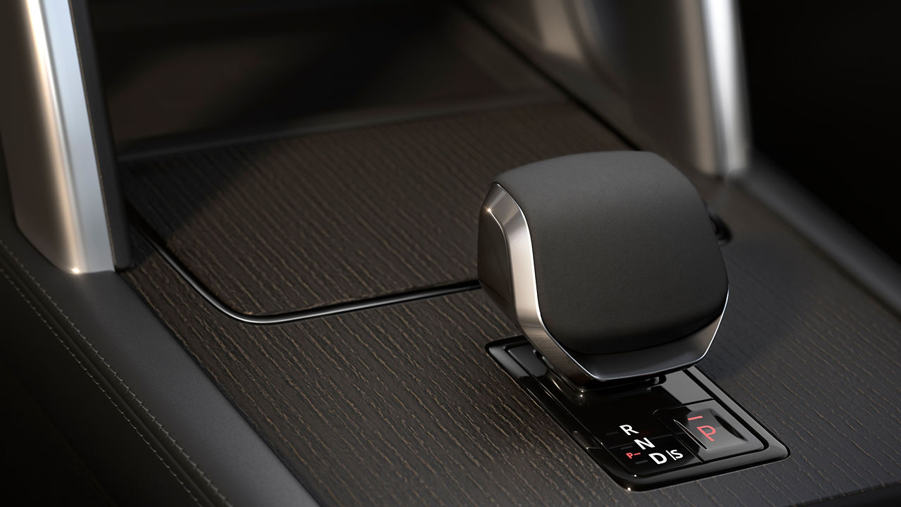 Extreme crop of luxury car gear handle